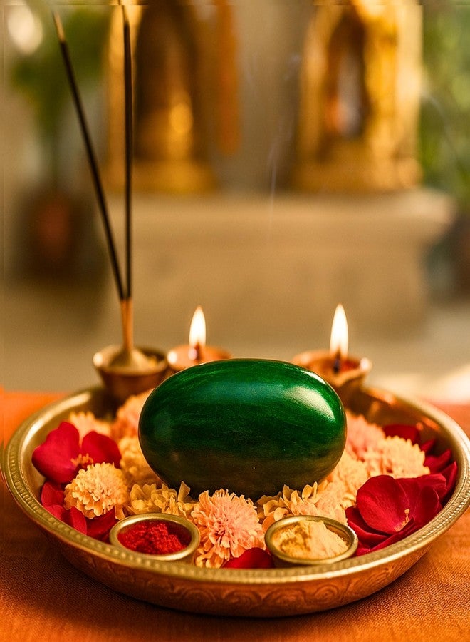 DevLink Certified Margaj Shivling | Natural Green Aventurine Jade Lingam (Marakatha Banalingam) for Puja & Abhishek | Emerald Substitute Margaj Stone Shiva Lingam with Lab Certificate (110-120 gram) - Image 4