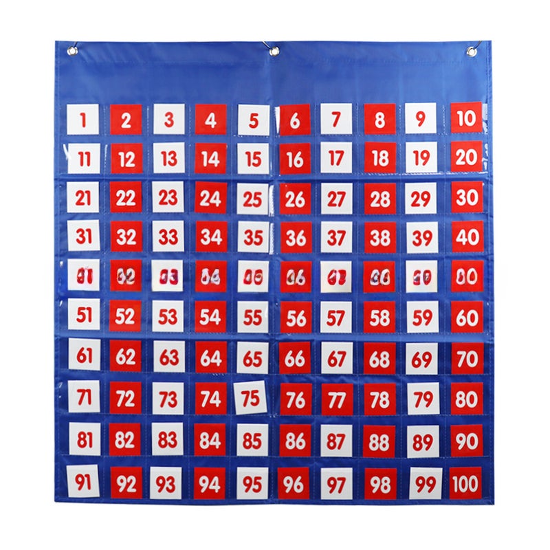Toddler Number Learning Pocket Chart 1-100 100 number hanging bag (including card suit) 