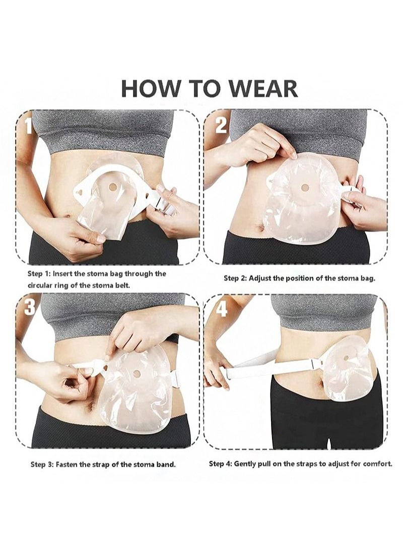 Aikanbo - Lightweight Stoma Belt，Portable Adjustable Length with Stoma Hernia Strap for Post-Post Care After Colostomy Ileostomy Surgery (White) - Image 1