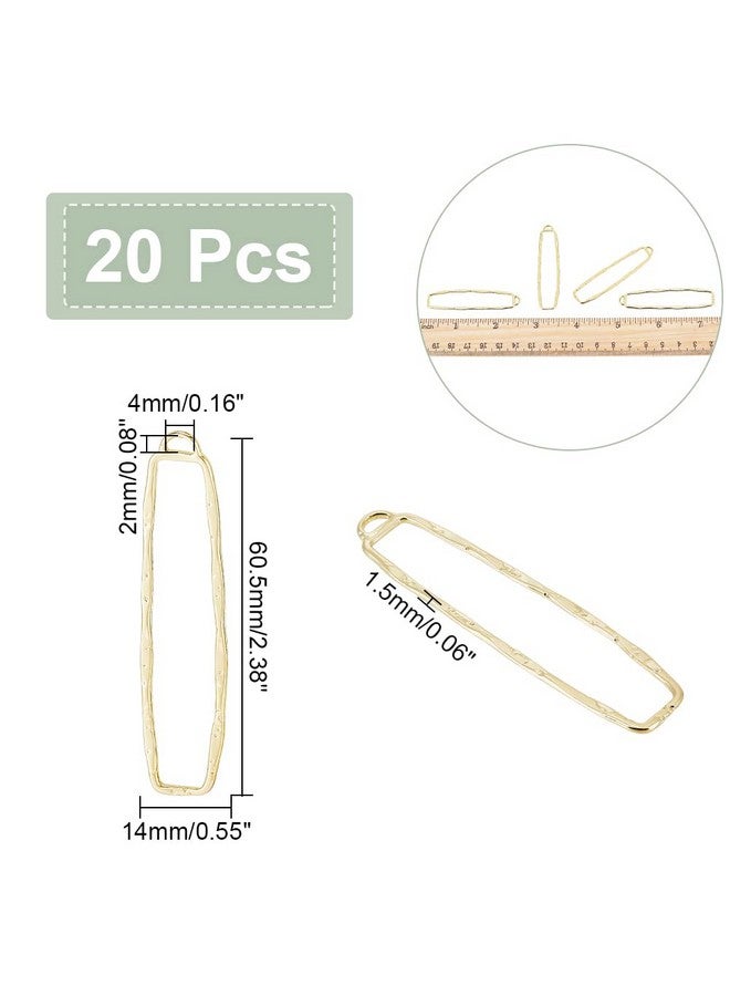 CHGCRAFT 20Pcs Alloy Open Back Bezel Pendants Golden Hollow Pendants Epoxy Resin Pressed Flower Frame Charms for DIY UV Resin, Rectangle, 60.5x14x1.5mm - Image 2