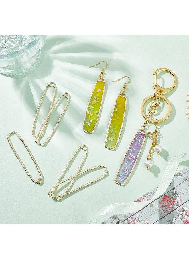 CHGCRAFT 20Pcs Alloy Open Back Bezel Pendants Golden Hollow Pendants Epoxy Resin Pressed Flower Frame Charms for DIY UV Resin, Rectangle, 60.5x14x1.5mm - Image 5