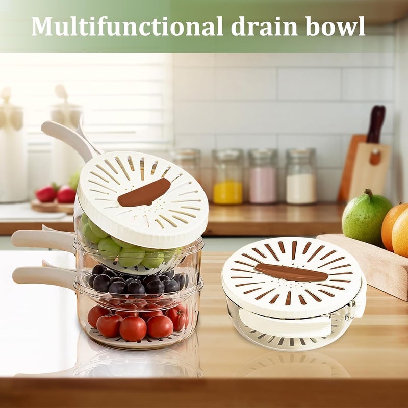 VATTU 2 in 1 MultiFunction Drain Basket Fruit and Veggie Washing Bowl with Collapsible Handle Kitchen Sink Drain Basket for Rinsing Straining Storage Fruit 1Pcs Multicolor - Image 2