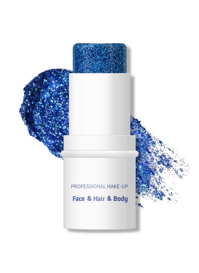 KYDA KYDA Body Glitter Stick, Chunky Glitter Gel for Face Body Hair, Sparkling Holographic Mermaid Sequins Paint, Lasting Multiuse Makeup Glitter Gel, Blue  - Image 1