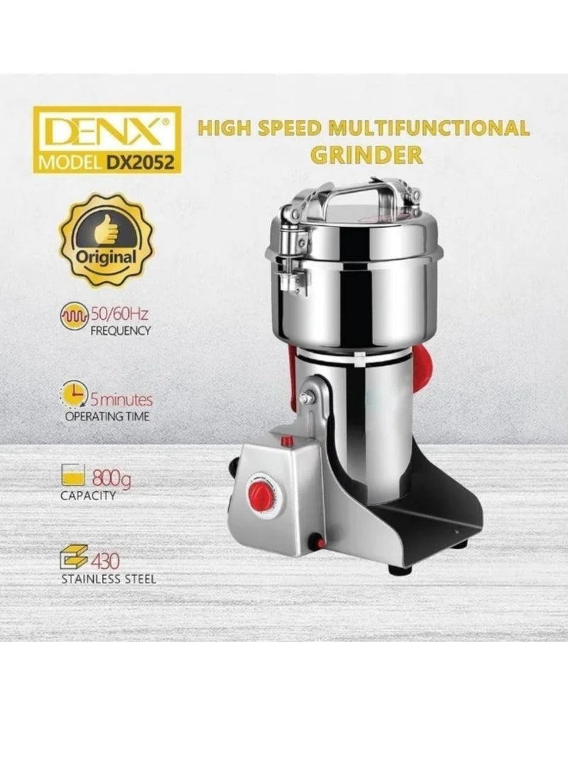 Dinex Electric spice and food grinder, stainless steel, 800g capacity, 3000W power, high-speed silver grinder with stainless steel blades - Image 3
