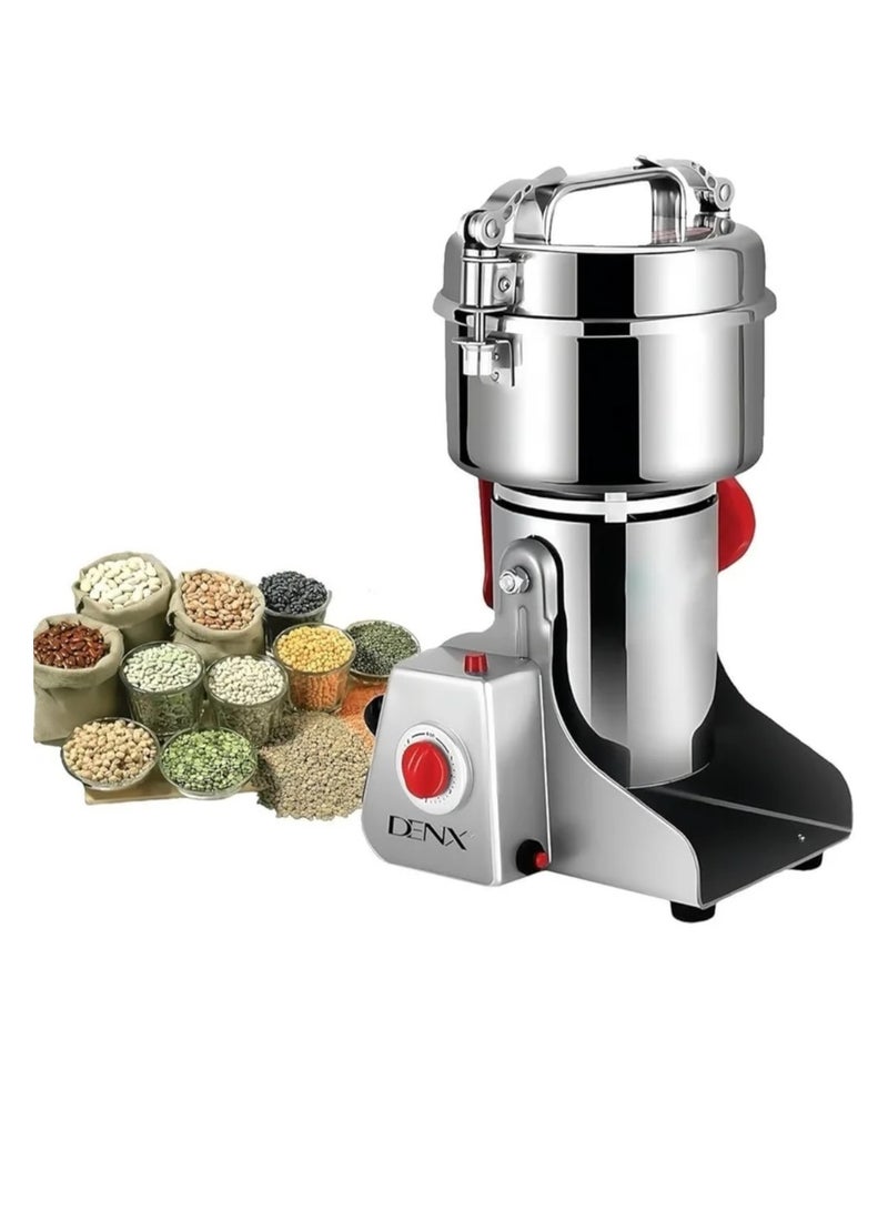 Dinex Electric spice and food grinder, stainless steel, 800g capacity, 3000W power, high-speed silver grinder with stainless steel blades - Image 1