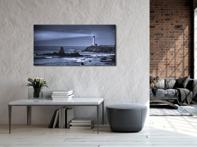Pyradecor Large the Sea and Pigeon Point Lighthouse Canvas Prints Wall Art California Seaview Pictures Paintings for Living Room Bedroom Home Decorations Modern Seascape Landscape Giclee Artwork - Image 4