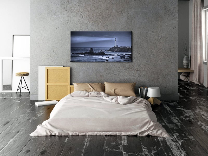 Pyradecor Large the Sea and Pigeon Point Lighthouse Canvas Prints Wall Art California Seaview Pictures Paintings for Living Room Bedroom Home Decorations Modern Seascape Landscape Giclee Artwork - Image 3