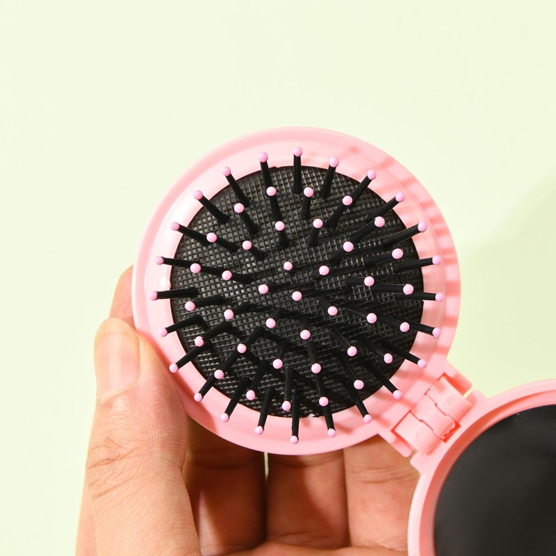 YOJOR 9 Pack Mini Hair Brush Foldable Travel Hair Brushes with Mirror Round Portable Folding Pocket Hair Brush Mini Comb Compact Travel Size Massage Comb for Men Women - Image 5