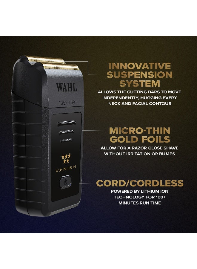 Wahl Professional 5 Star Vanish Shaver | Cord-Cordless |2 Independent Cutting Bars | Gold Foil | 3 Pin - GCC - Image 2