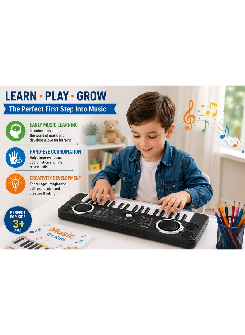 37-Key Kids Electronic Piano Keyboard With Built-In Speakers, Portable Musical Organ With Multiple Rhythms & Tones, Educational Music Learning Toy For Beginners Ages 3+ - Image 1
