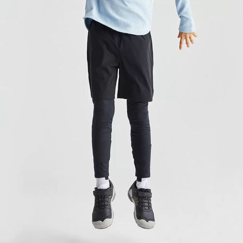 2023 New Boys Children Sports Fitness Running Yoga Pants Fake Two-Piece Riding Outdoor - Image 3