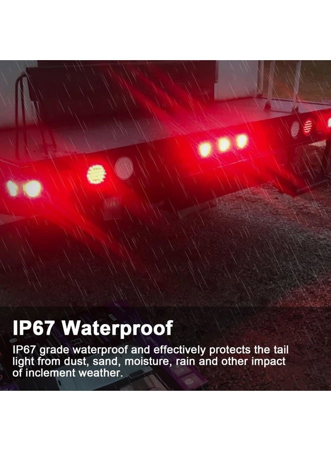 Jamarco 4" Inch Round Led Trailer Tail Lights Kit, 4" Round Led Stop Turn Tail Lights 24LED, 4Amber+2Red Mini Marker Lights, 13.8" Red Led 3RD Brake Identification Trailer Light Bar, 25ft Wiring Harness - Image 5
