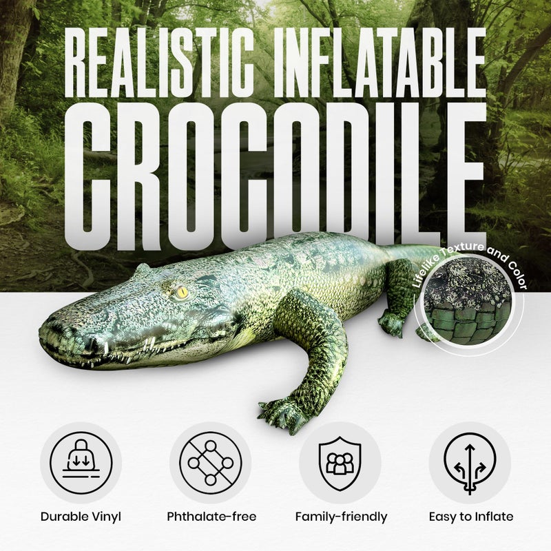 Jet Creations 49â€ Long Inflatable Alligator Toy, Green, Realistic Africa Animal Design, Garden Decor, Photo Wildlife Safari Theme Decoration, Bird Deterrent, Thanksgiving Christmas Winter1 pc - Image 3