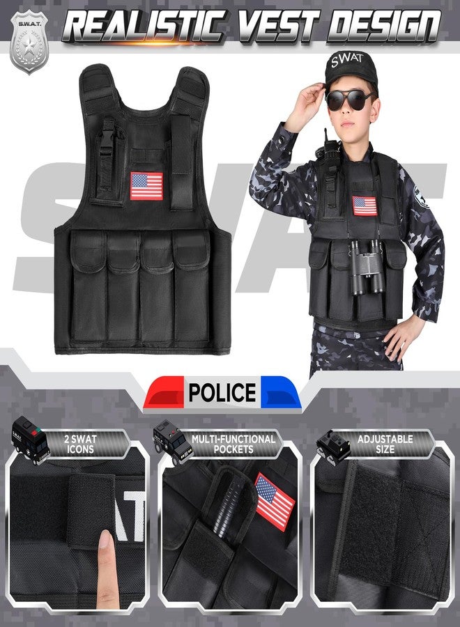 Luucio SWAT Police Costume for Kids, Kids Police Officer Costume for Boys with SWAT Vest, Toddler Halloween Costumes for Boys Girls, Role Play Kit - Image 3