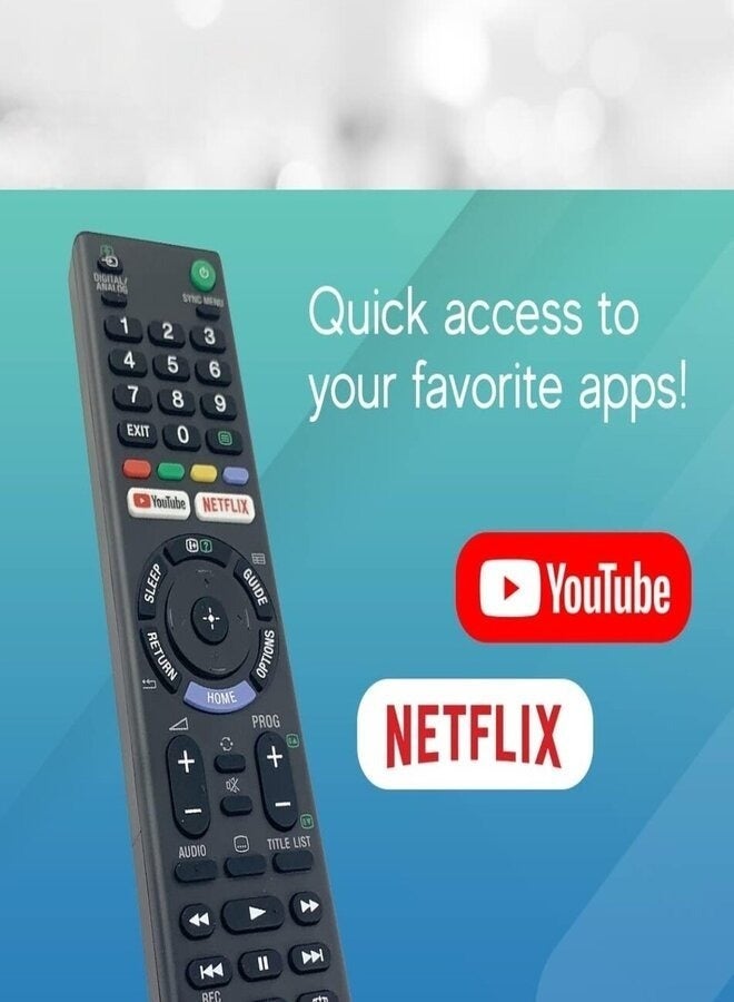 هوايو جهاز تحكم عن بعد (ريموت) لجهاز تلفزيون سوني الذكي (SONY LCD LED)، لون اسود ، - Image 2