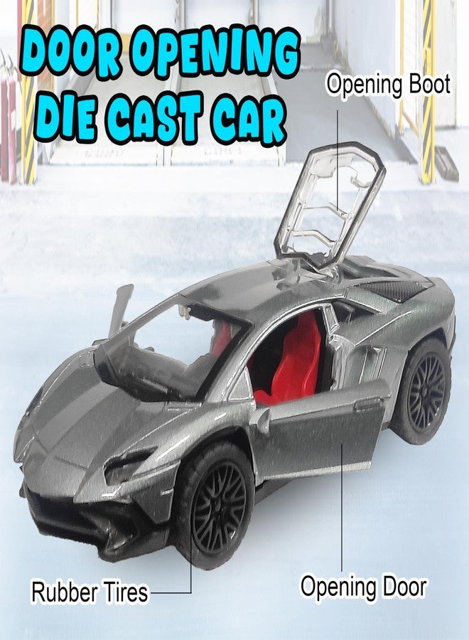 VGRASSP Alloy Metal Body Pull Back Action Mini Die Cast Car Toy for Kids - Rubber Tyres, Realistic Design Openable Doors and Boot Off-Road Scale Model Vehicle - Color As Per Stock (Style 2) - Image 5