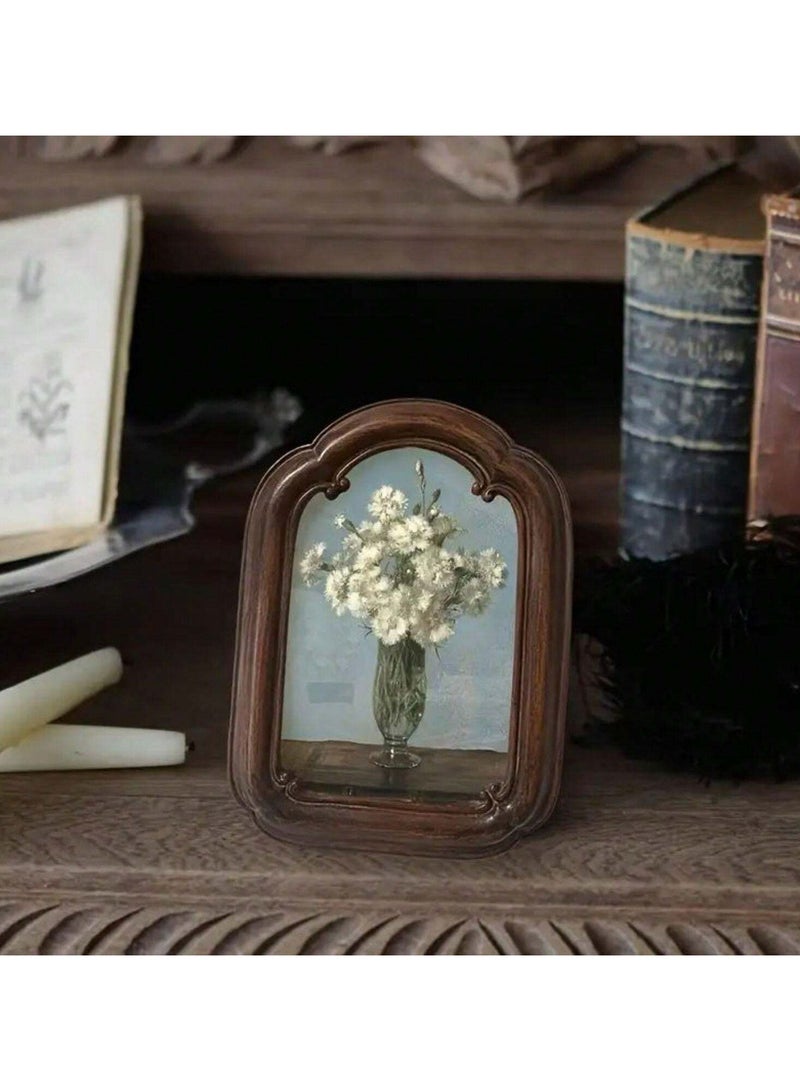 2pc Dark Brown Vintage Classic Photo Frame, Home Decor Wall Decor Table Decor, For Mother's Day Party Spring Graduation School Season Decor - Image 2