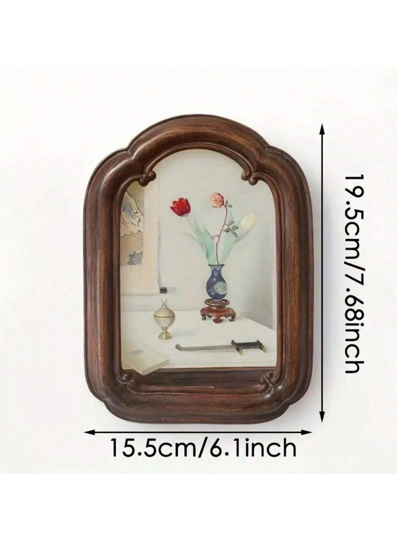 2pc Dark Brown Vintage Classic Photo Frame, Home Decor Wall Decor Table Decor, For Mother's Day Party Spring Graduation School Season Decor - Image 4