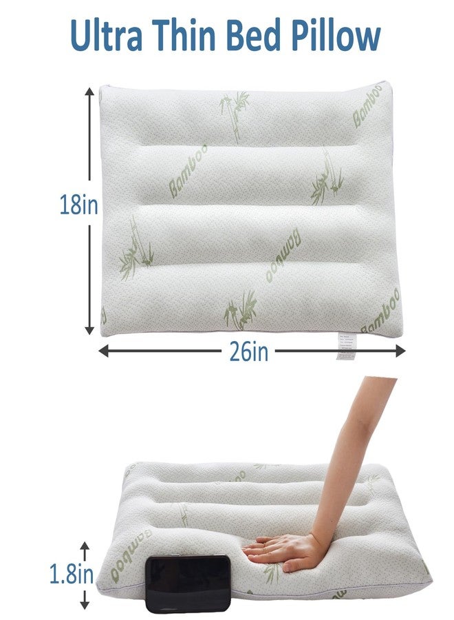 SWTMERRY Ultra Thin Pillows for Sleeping, Flat Pillows for Stomach & Side Sleepers, Rayon Derived from Bamboo, 7D High Support 2.5 inch Height Slim Bed Pillow - Image 2