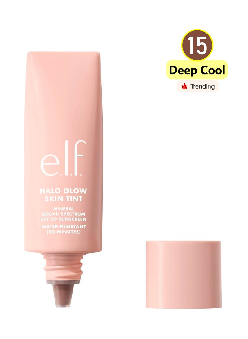 إلف هالو جلو سكين تينت كريم أساس بتغطية خفيفة – واقي شمسي معدني SPF 50 – درجة 15 ديب كوول - Image 1
