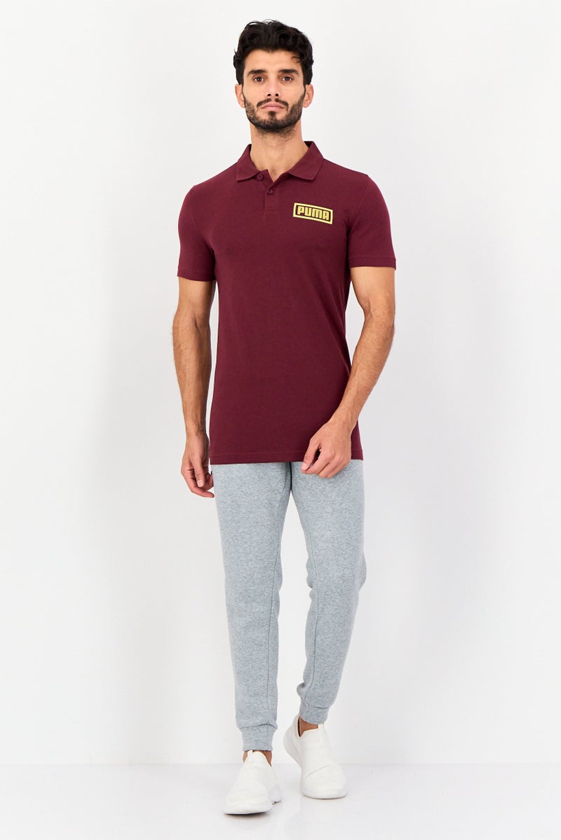 PUMA قميص بولو قصير الأكمام للرجال بتصميم نحيف، بورغندي - Image 3