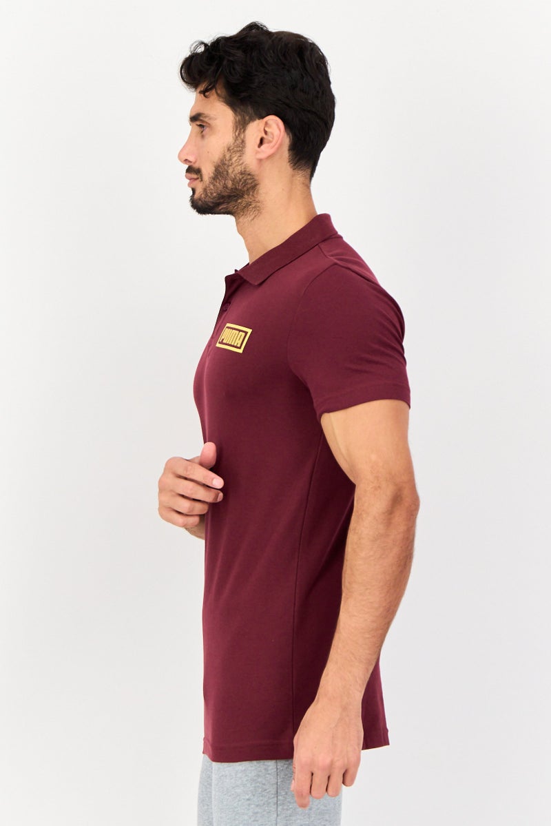 PUMA قميص بولو قصير الأكمام للرجال بتصميم نحيف، بورغندي - Image 4