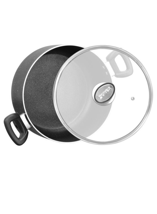 Sonex Casserole Black Granite, Premium Cookware, Even Heating, Tempered Glass Lid, High Quality Aluminum, Non-Stick Coating , Bakelite Heat Resistant Handle, Easy to Clean, Largest Size 40Cm & 19 Ltr - Image 4