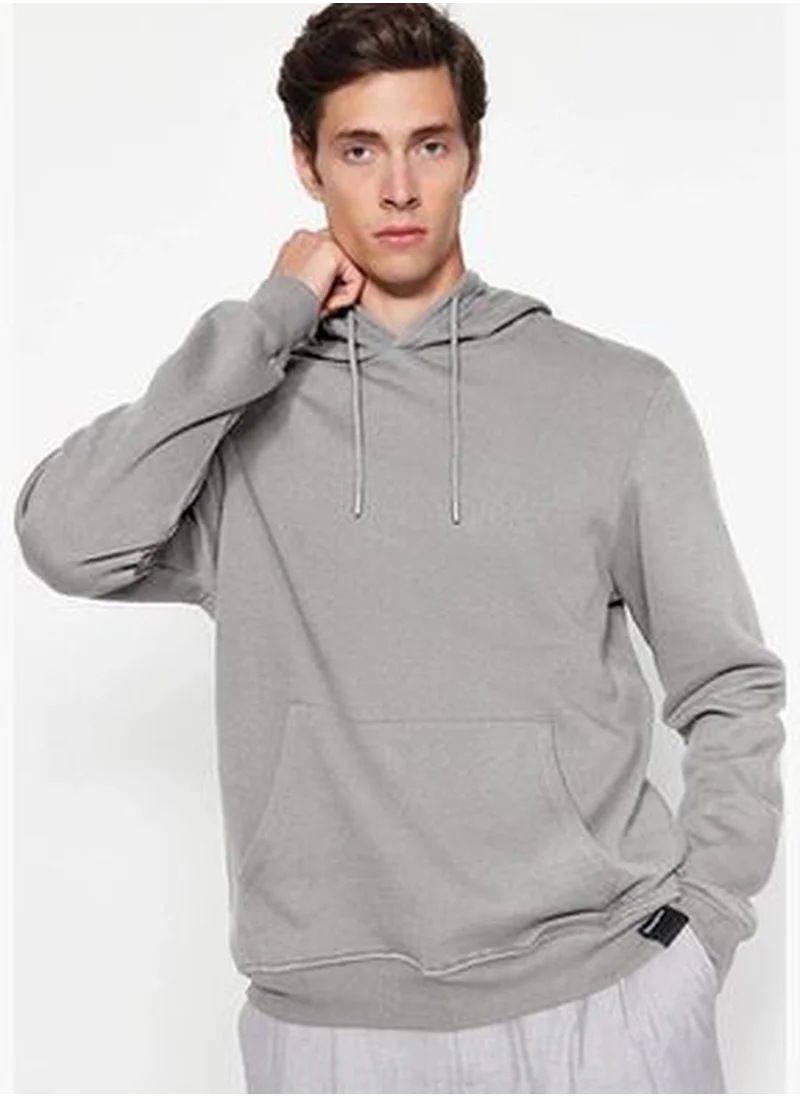 trendyol Black-Grey Men's 2-Pack Basic Regular/Normal Cut Hoodie with Soft Pillows Sweatshirt.