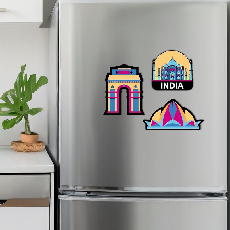 Giftplease Beautiful Taj Fridge Magnets- Set of 3 | Travel Souvenir | Refrigerator Magnet | Gifts | Decorative Items for Kitchen Fridge Magnets Set | Multicolor (FM_33) - Image 3