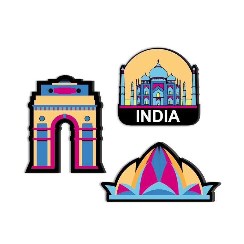 Giftplease Beautiful Taj Fridge Magnets- Set of 3 | Travel Souvenir | Refrigerator Magnet | Gifts | Decorative Items for Kitchen Fridge Magnets Set | Multicolor (FM_33) - Image 1