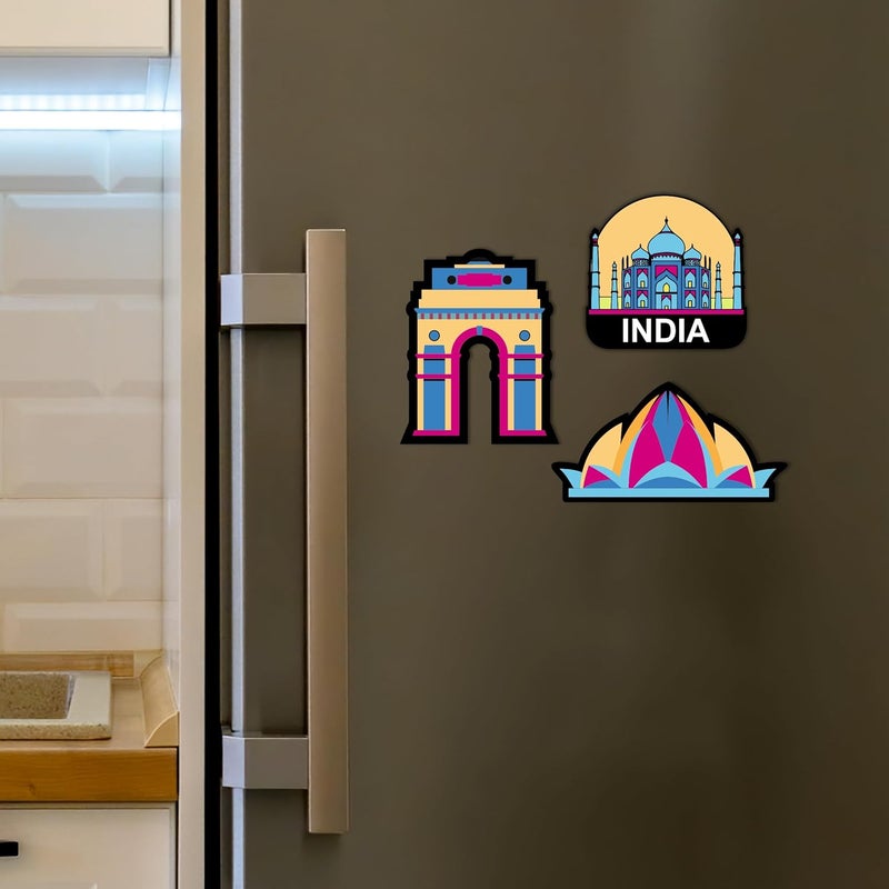 Giftplease Beautiful Taj Fridge Magnets- Set of 3 | Travel Souvenir | Refrigerator Magnet | Gifts | Decorative Items for Kitchen Fridge Magnets Set | Multicolor (FM_33) - Image 2
