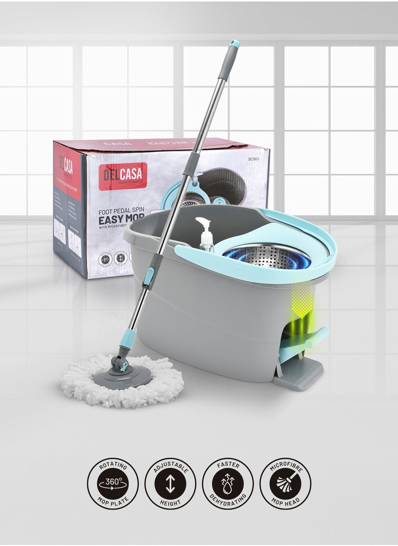 DELCASA Delcasa Pedal Spin easy Mop with Microfiber Mop Head 17ltr DC3601  - Image 1