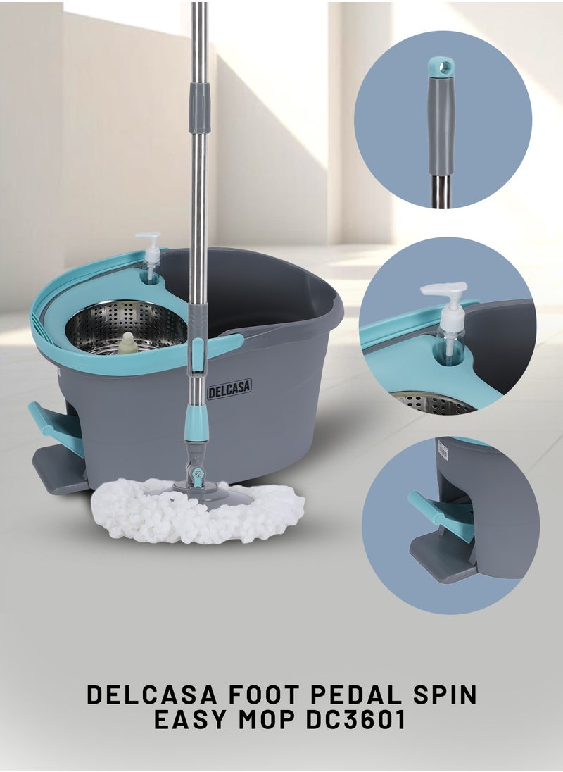DELCASA Delcasa Pedal Spin easy Mop with Microfiber Mop Head 17ltr DC3601  - Image 5