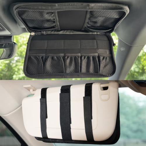 TACNEX Tactical Visor Organizer MOLLE Panel with Zipper Storage Pouch & Sunglasses Holder Car Essentials EDC Gear Tool Pack Vehicle Accessories for Truck Pickup Van SUV ORV (Sun Visor Organizer) - Image 4