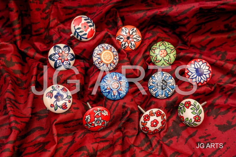 Jgarts 12 X Mix Vintage Look Flower Ceramic Knobs Door Handle Cabinet Drawer Cupboard Pull (12 Flat) - Image 5