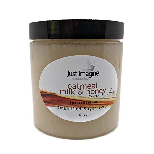 Just Imagine Handcrafted Oatmeal Milk Honey Emulsified Sugar Body Scrub All Natural Handmade 8 oz
