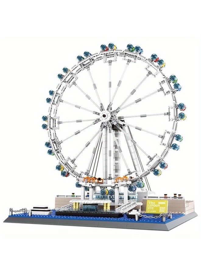 London Eye Architecture Building Blocks Set – 1528 Pcs STEM Construction Toy | Highly Detailed World Landmark Ferris Wheel Model for School Projects | Educational Birthday Eid Ramadan Gift for Kids, Teens & Adults Ages 6+