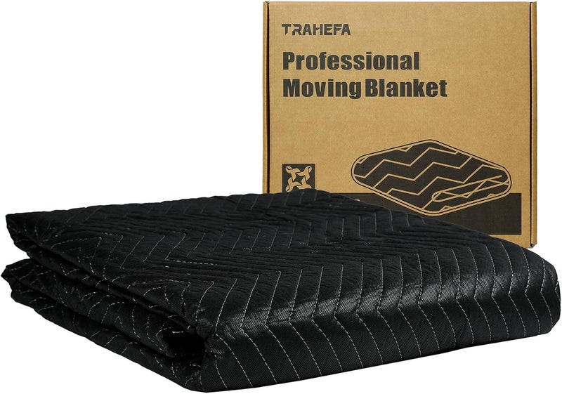Trahefa Moving Blanket 80 x 72 inches, Quilted Moving Blankets Heavy Duty Moving Padded Blanket Furniture Blankets for Moving (1, Black) - Image 1