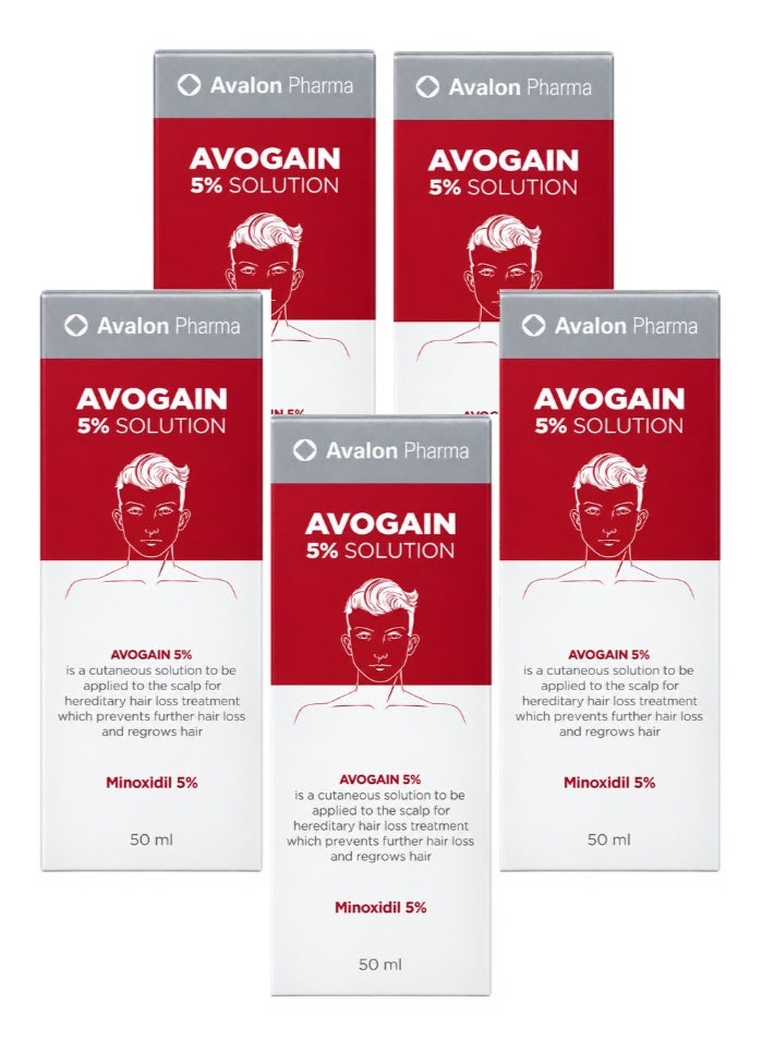 Avalon Pharma Avogain 5% Spray Solution For Men Clear 50ml Bundle - Pack of 5 - Image 1