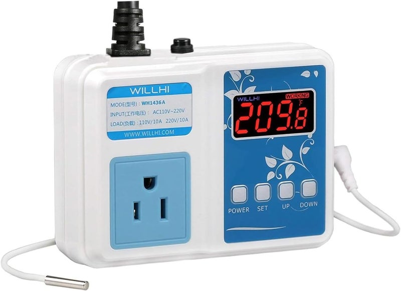 WILLHI WH1436A 10A Temperature Controller 110V Digital Thermostat Switch Sous Vide Controller NTC 10K Sensor Improved Version - Image 1