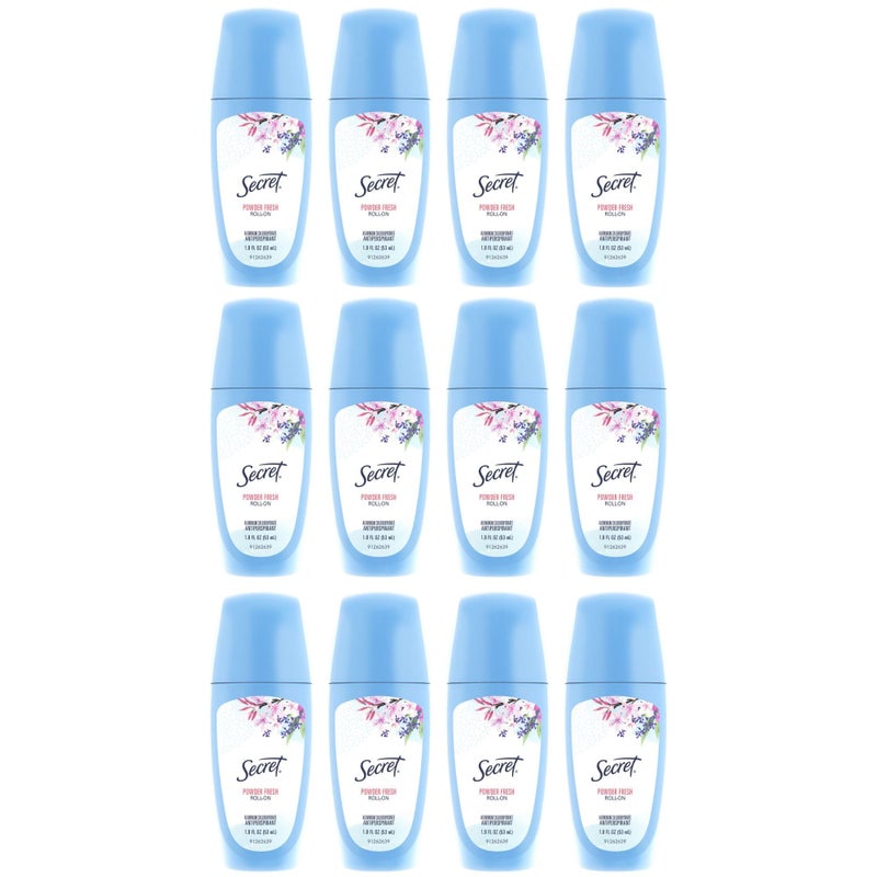 Secret Roll-On Antiperspirant and Deodorant for Women, 24hr Sweat & Odor Protection, PH Balanced Formula, Powder Fresh Scent, 1.8 oz (Pack of 12) - Image 1