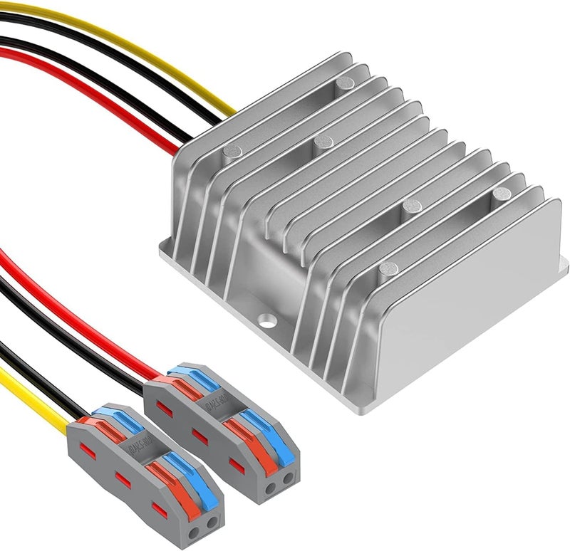 YAXIGE محول خفض الجهد من 36V/48V DC إلى 24V 10A 240W، منظم جهد خفض، محول طاقة لعربة الغولف، محول طاقة مقاوم للماء، محول - Image 1