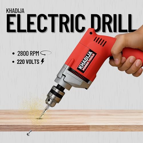KHADIJA Drill Machine 10mm With Free 13Pcs HSS Drill Bits & 1Pcs Masonary Bit Combo 6 Months Warranty (Red) - Image 2