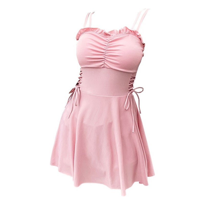 Swimwear one-piece women''s hot spring sense suspenders for covering meat and slimming boxer skirt beach vacation swimwear wholesale - Image 2