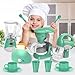 Yalujumb Play Kitchen Toys Pretend Play Kitchen Appliances Toy Set with Coffee Maker Mixer Toaster with Realistic Lights Sounds Birthday Gift for Kids Ages 35 46 68 Green - Image 4