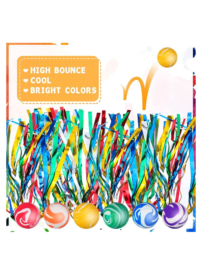SYOSI 50 Pcs Kids Comet Balls Bouncy Balls with Colorful Streamers Mini Rubber Ball for Kids Little Teens Birthday Party Favors Goodie Bag Fillers Assorted Colors - Image 3