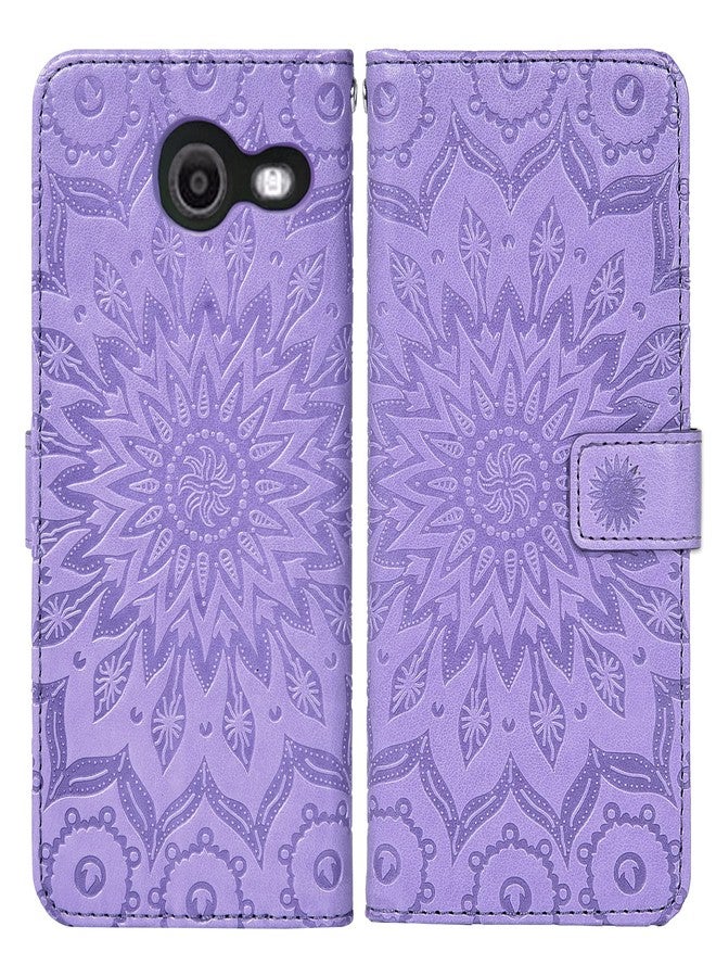 أسو ويش جراب هاتف سامسونج جالاكسي J3 لونا برو J3 برايم 2017، جراب محفظة Emerge 3J Eclipse Mission مع واقي شاشة من الزجاج المقوى، غطاء قلاب من الجلد، حامل بطاقات، هاتف Glaxay S327VL نسائي، لون بنفسجي - Image 5