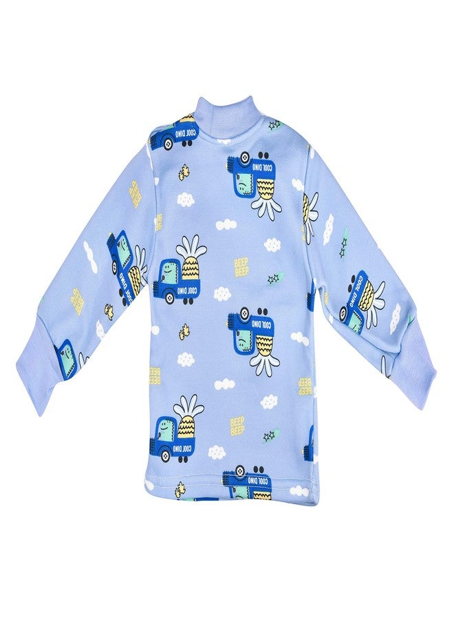 Mummamia طقم شتوي للأطفال الأولاد والبنات، سويت شيرت وبجامة مع بطانة مخملية سميكة (ديناصور سيارة - أزرق، 6-12 شهر)  - Image 4