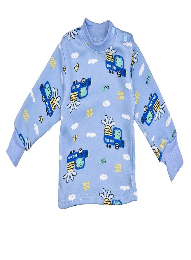 Mummamia طقم شتوي للأطفال الأولاد والبنات، سويت شيرت وبجامة مع بطانة مخملية سميكة (ديناصور سيارة - أزرق، 6-12 شهر)  - Image 2