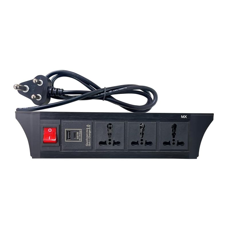 MX MX Desktop Clamp Mount Power Strip 3 Universal Outlets 2 USB Charging Ports 24A 95W Laptop Charger Dual Pole LED Switch 16A Surge Protection 15 Meter Heavy Duty Cord15MTR 